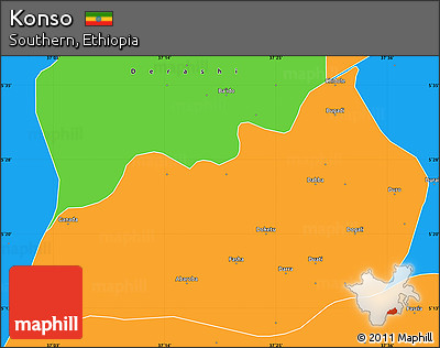 Political Simple Map of Konso