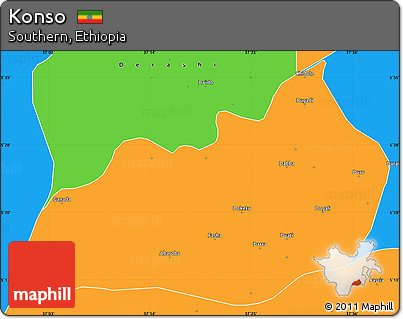 Political Simple Map of Konso