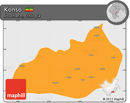 Political Simple Map of Konso, single color outside