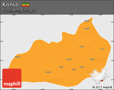 Political Simple Map of Konso, single color outside