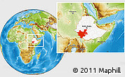 Physical Location Map of Southern, highlighted country, within the entire country