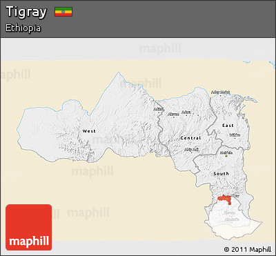 Classic Style 3D Map of Tigray, single color outside