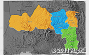 Political 3D Map of Tigray, darken, desaturated