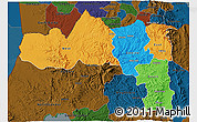 Political 3D Map of Tigray, darken