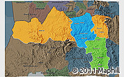 Political 3D Map of Tigray, darken, semi-desaturated