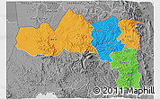 Political 3D Map of Tigray, desaturated