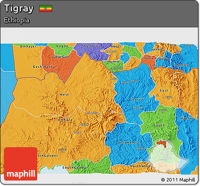 Political 3D Map of Tigray