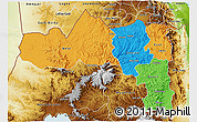 Political 3D Map of Tigray, physical outside