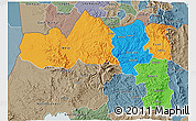 Political 3D Map of Tigray, semi-desaturated