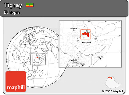 Blank Location Map of Tigray, within the entire country