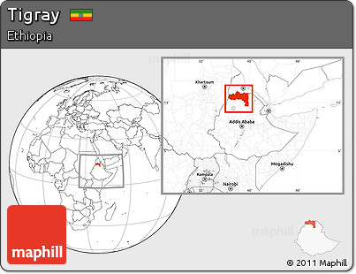 Blank Location Map of Tigray, within the entire country