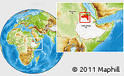 Physical Location Map of Tigray, highlighted country, within the entire country