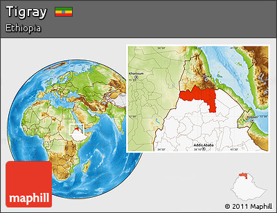 Physical Location Map of Tigray, highlighted country