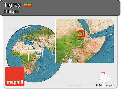 Satellite Location Map of Tigray, within the entire country