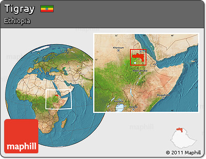 Satellite Location Map of Tigray, within the entire country
