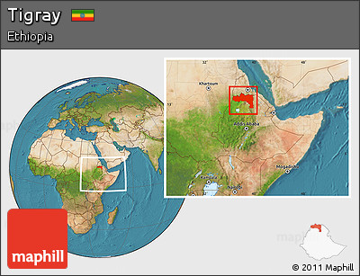 Satellite Location Map of Tigray, within the entire country