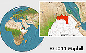 Satellite Location Map of Tigray, highlighted country