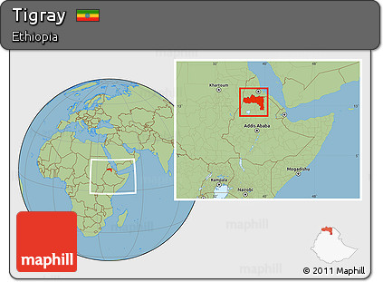 Savanna Style Location Map of Tigray, within the entire country