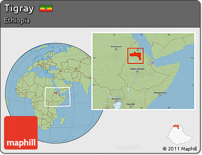 Savanna Style Location Map of Tigray, within the entire country