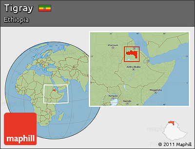 Savanna Style Location Map of Tigray, within the entire country