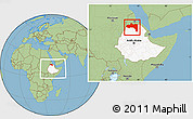 Savanna Style Location Map of Tigray, highlighted country, within the entire country