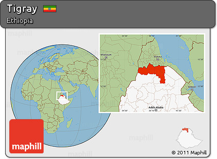 Savanna Style Location Map of Tigray, highlighted country