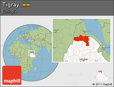 Savanna Style Location Map of Tigray, highlighted country