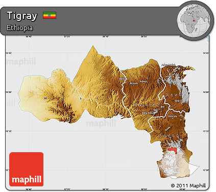 Physical Map of Tigray, single color outside