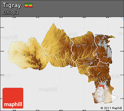 Physical Map of Tigray, single color outside