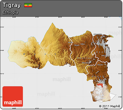 Physical Map of Tigray, single color outside