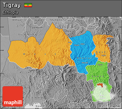Political Map of Tigray, desaturated