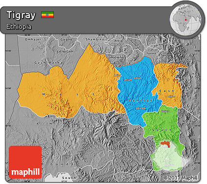 Political Map of Tigray, desaturated
