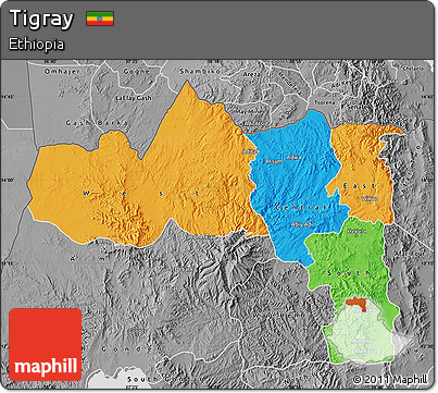 Political Map of Tigray, desaturated