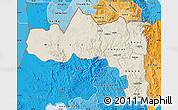 Shaded Relief Map of Tigray, political shades outside