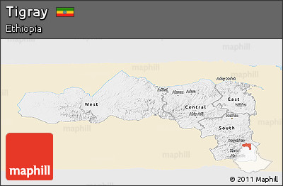 Classic Style Panoramic Map of Tigray, single color outside