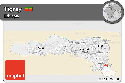 Classic Style Panoramic Map of Tigray, single color outside
