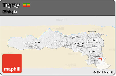 Classic Style Panoramic Map of Tigray, single color outside