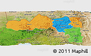 Political Panoramic Map of Tigray, satellite outside