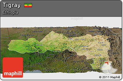 Satellite Panoramic Map of Tigray, darken