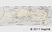 Shaded Relief Panoramic Map of Tigray, semi-desaturated