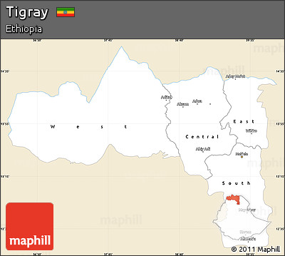 Classic Style Simple Map of Tigray, single color outside