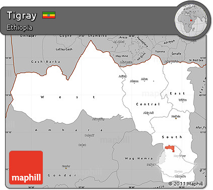 Gray Simple Map of Tigray