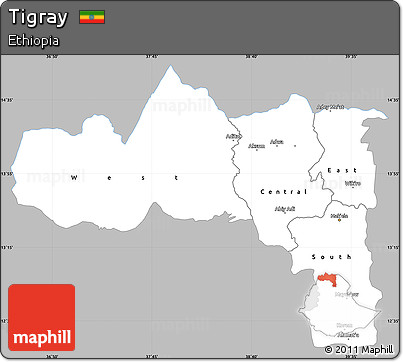 Gray Simple Map of Tigray, single color outside