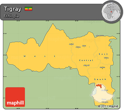Savanna Style Simple Map of Tigray, cropped outside