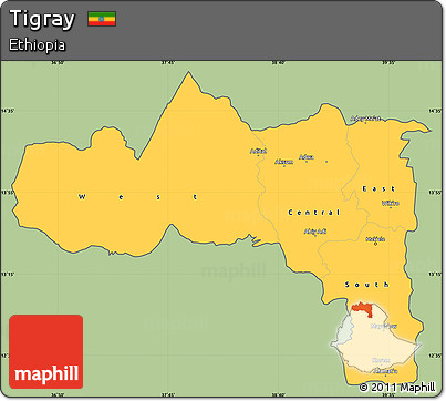 Savanna Style Simple Map of Tigray, cropped outside