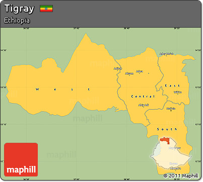 Savanna Style Simple Map of Tigray, single color outside