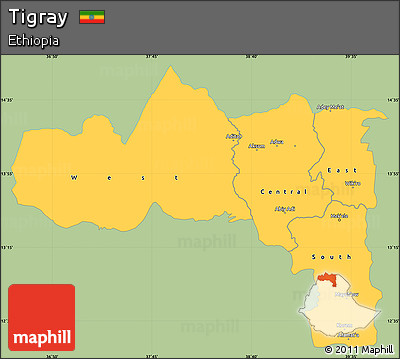 Savanna Style Simple Map of Tigray, single color outside