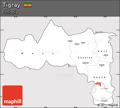 Silver Style Simple Map of Tigray, cropped outside