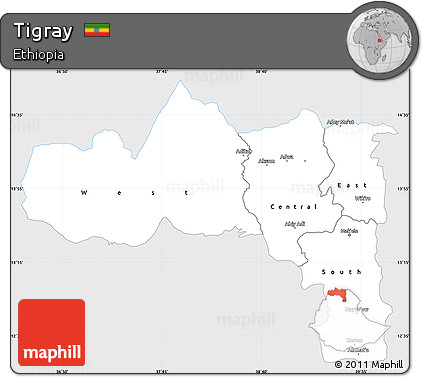 Silver Style Simple Map of Tigray, single color outside