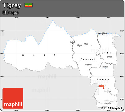 Silver Style Simple Map of Tigray, single color outside